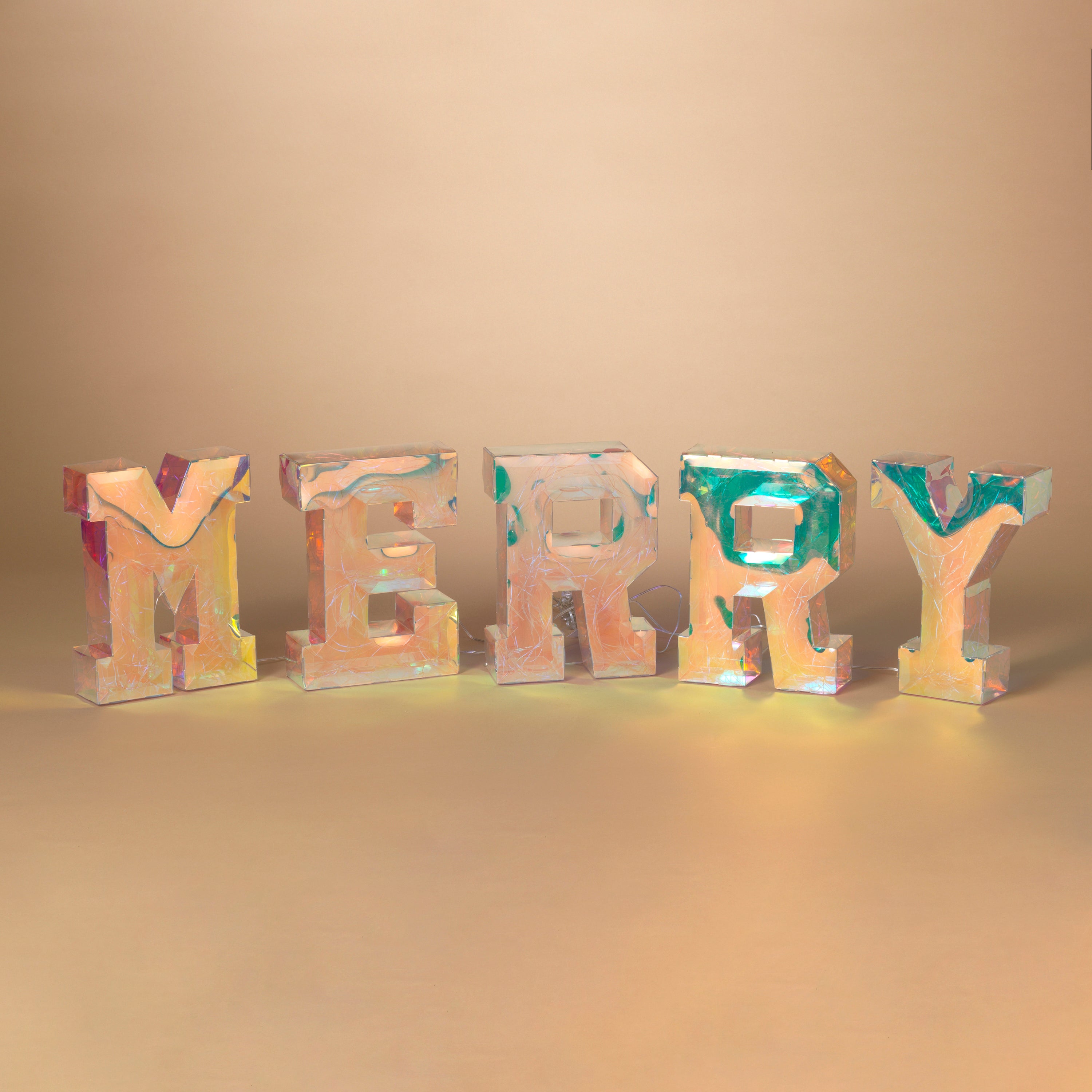 Illuminated 5 Piece 9.84 in H USB Electric Lighted Holographic Holiday